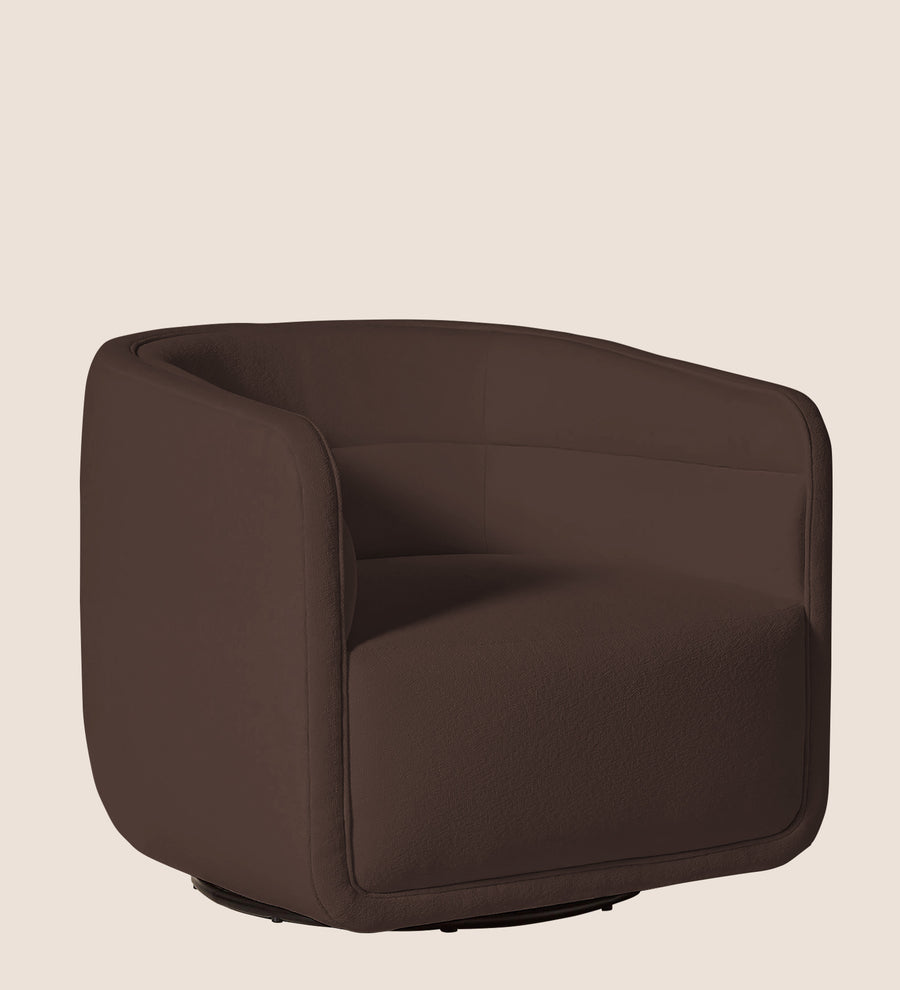 Ria Fabric Swivel Chair In Caramel Brown Colour - Febonic Living