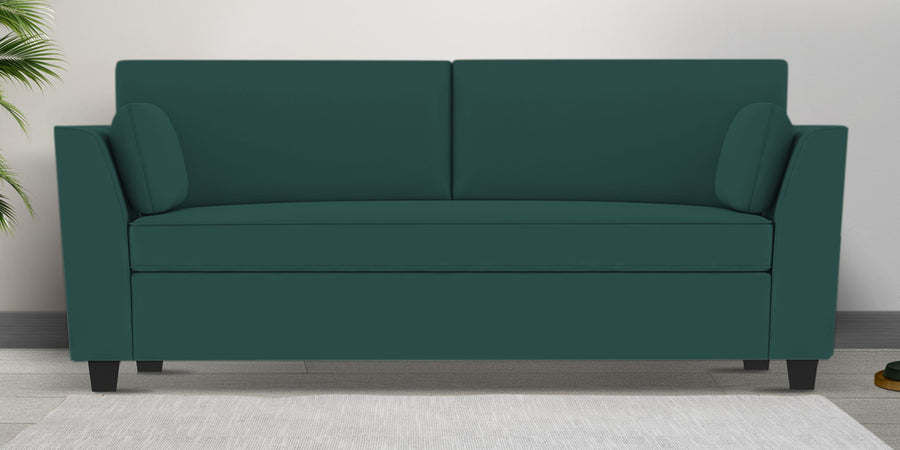 Bristo Velvet 3 Seater Sofa In Pine Green Colour With Storage - Febonic Living