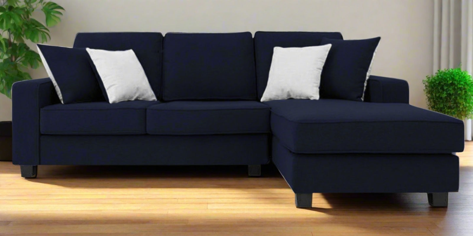 Ladybug Fabric LHS Sectional Sofa (2+Lounger) In Royal Blue Colour