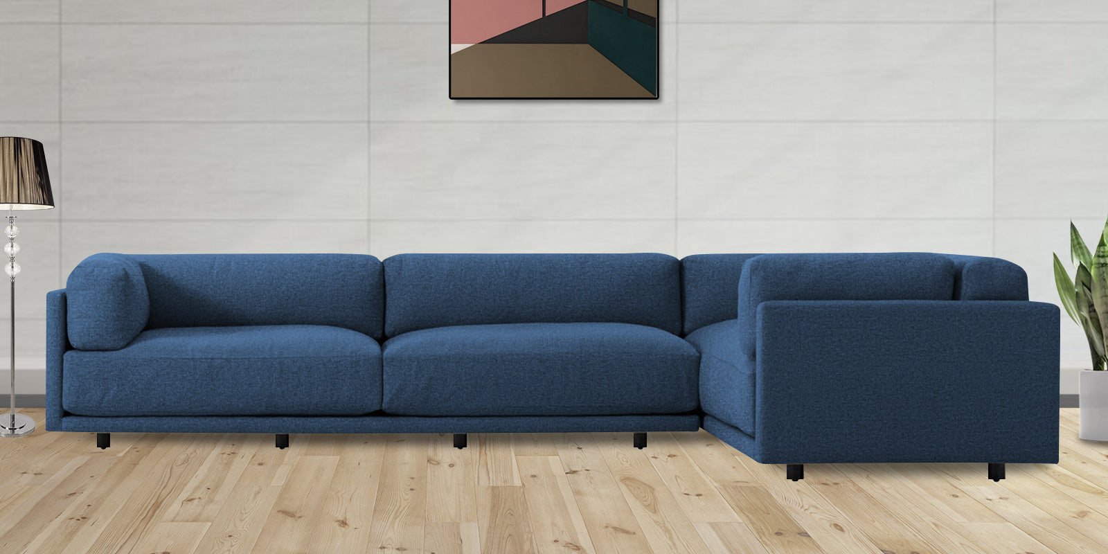 Nixon Fabric 6 Seater LHS Sectional Sofa In Light Blue Colour