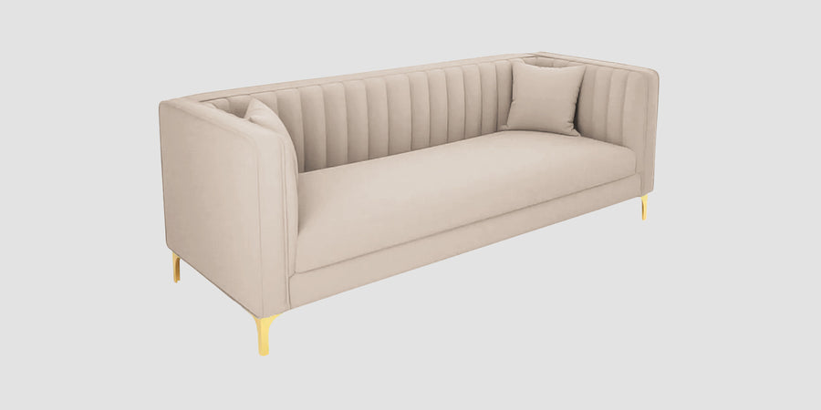 Saban Velvet 3 Seater Sofa In Camel Beige Colour - Febonic Living
