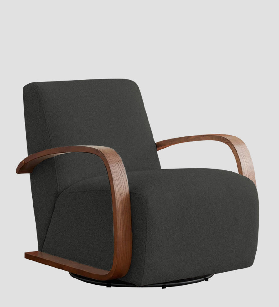 Balma Fabric Swivel Chair In Charcoal Grey Colour - Febonic Living