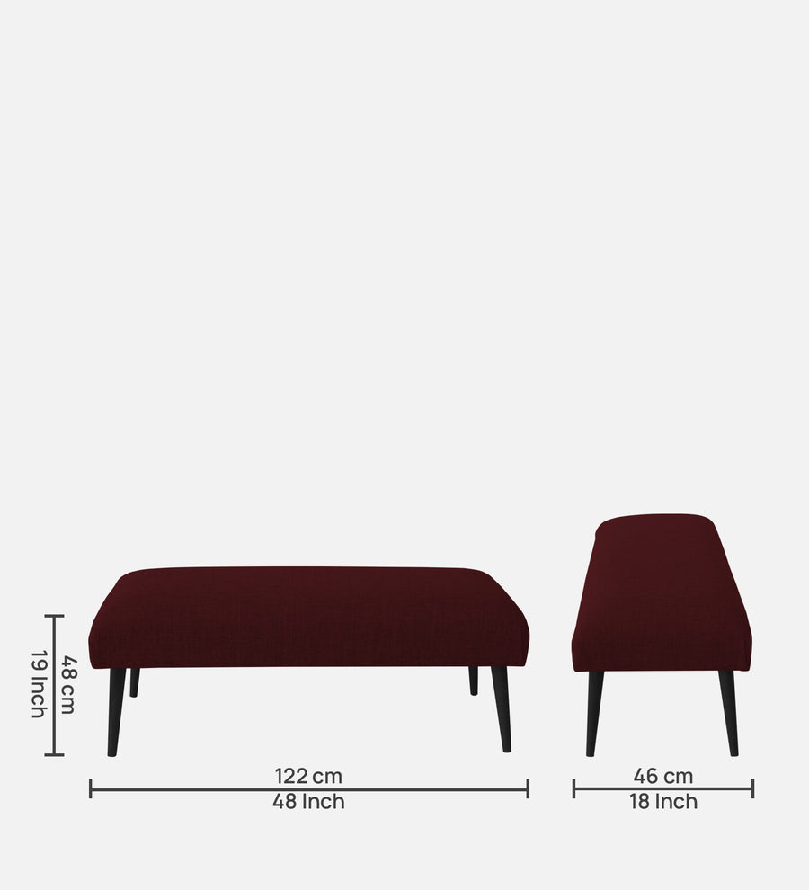 Adon Velvet Bench In Blood Maroon Colour - Febonic Living