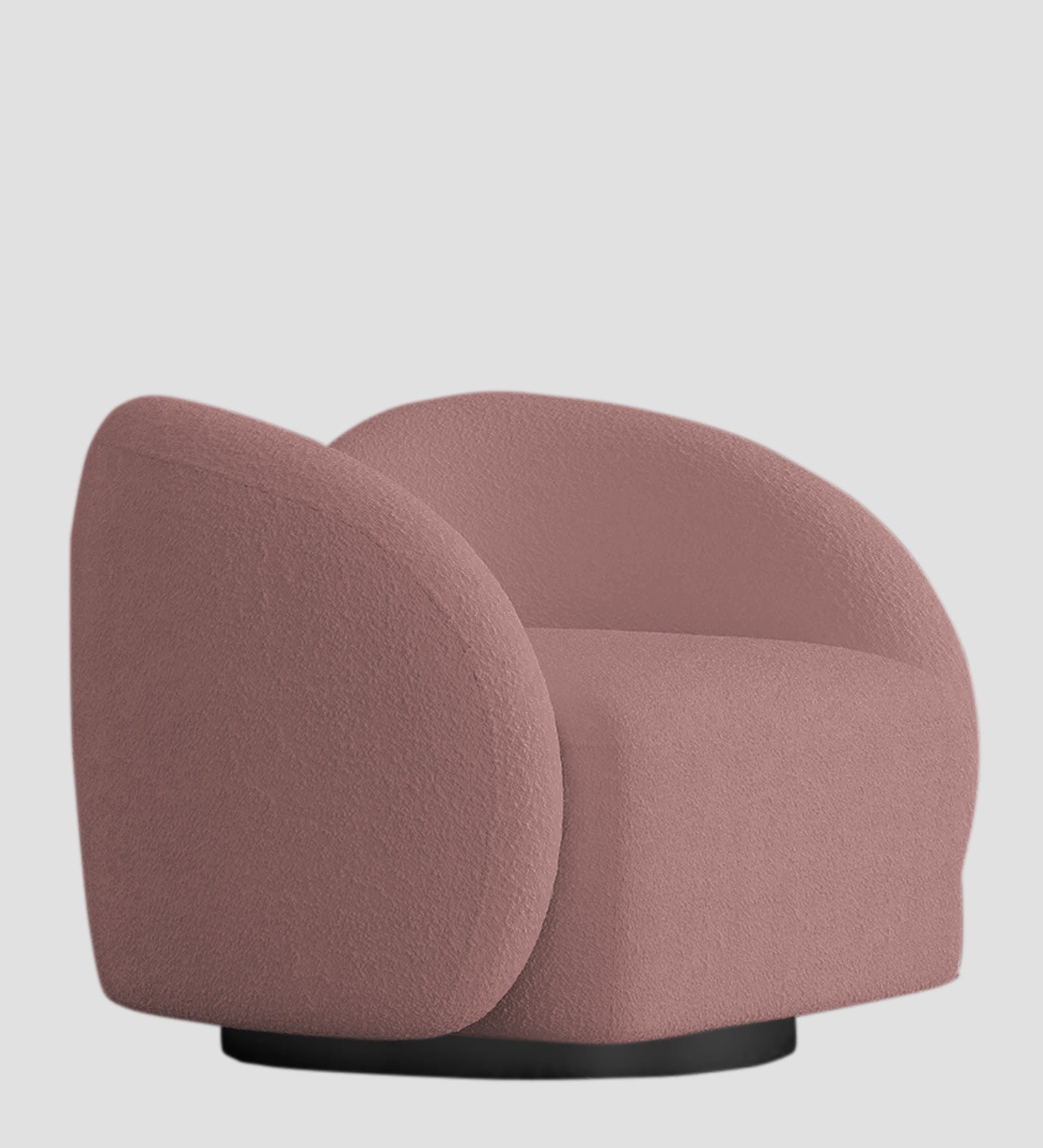 Miles Boucle Fabric Swivel Chair in Rose Pink Colour