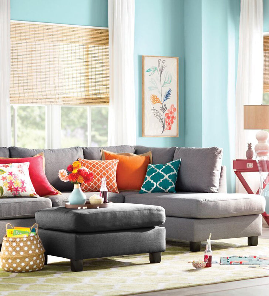 Balkan Fabric Pouffe In Charcoal Grey Colour - Febonic Living