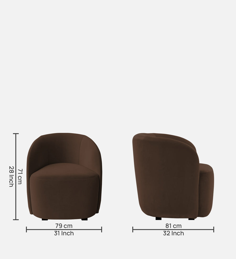 Lucky Velvet Lounge Chair In Cholocate Brown Colour - Febonic Living