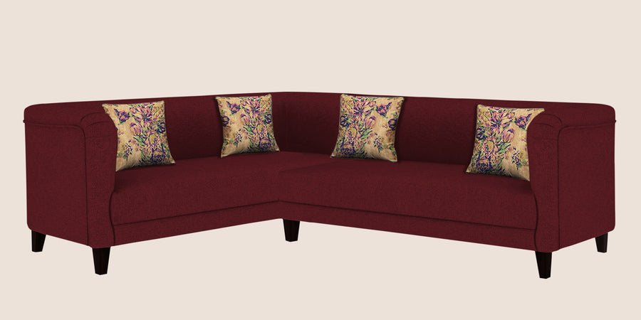 Niki Fabric Corner Sofa In Blood Maroon Colour - Febonic Living