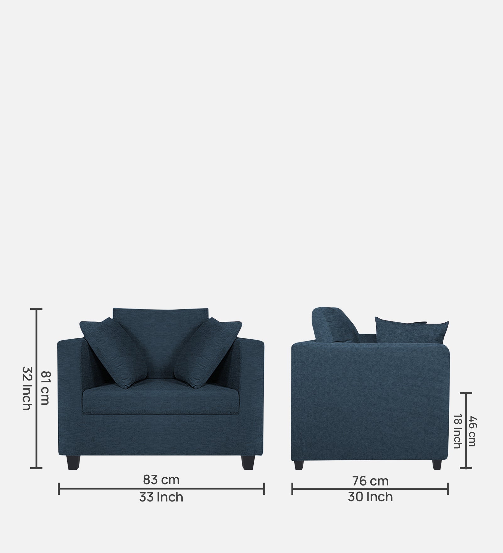 Nuska Fabric 1 Seater Sofa in Light Blue Colour