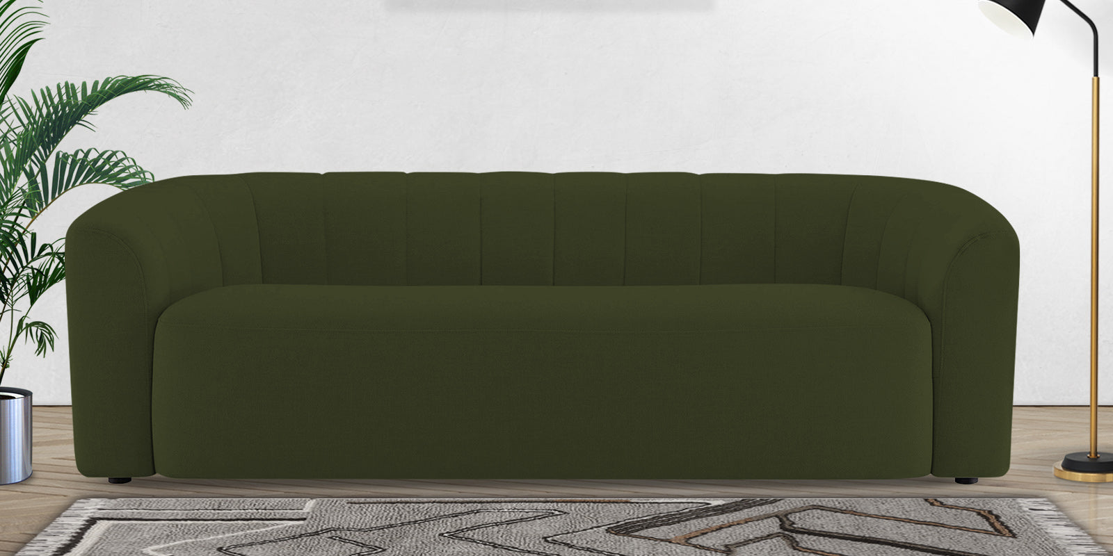 Mara Fabric 3 Seater Sofa In Olive Green Colour