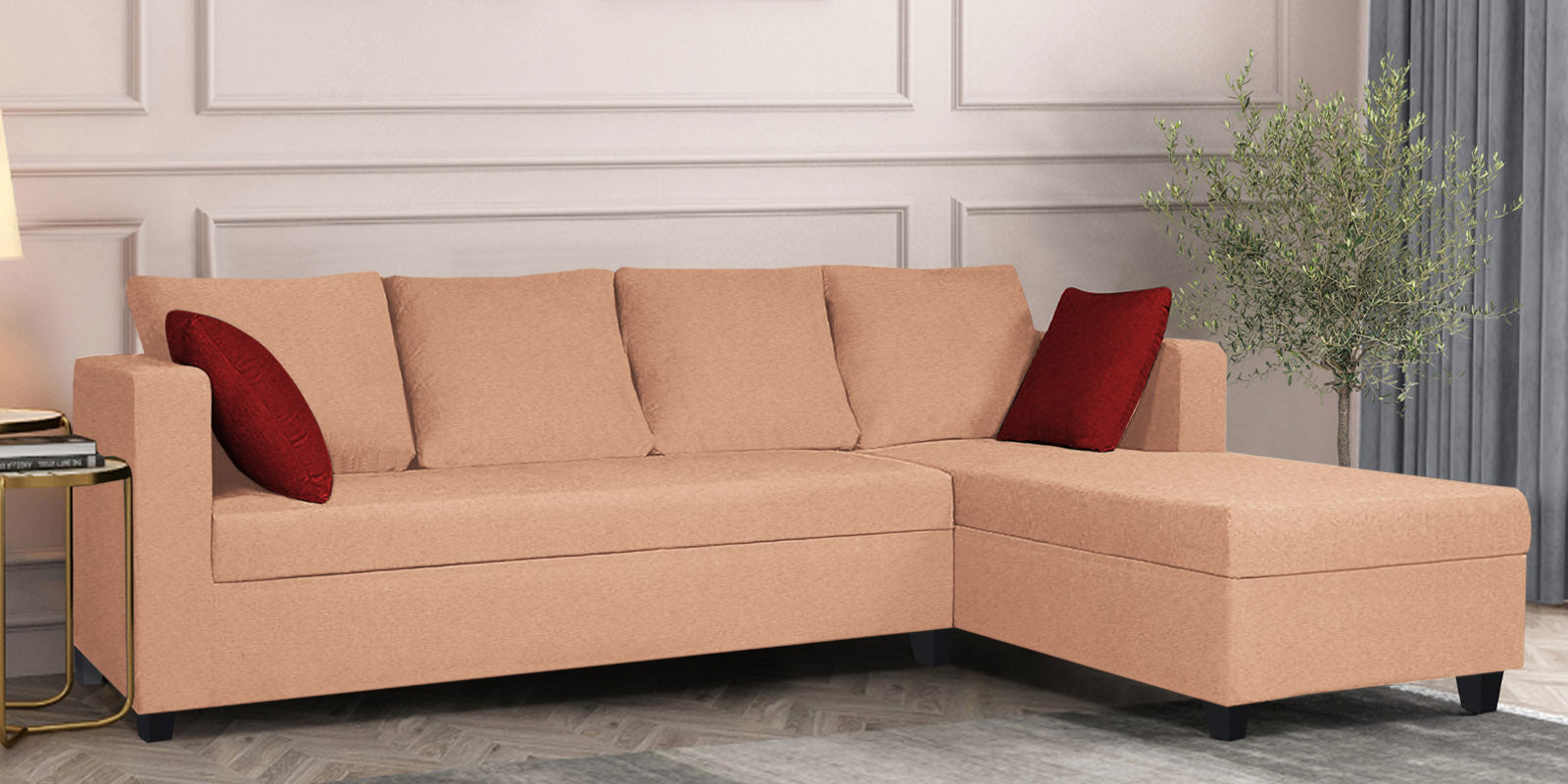 Nebula Fabric LHS Sectional Sofa (3+Lounger) in Cosmic Beige Colour