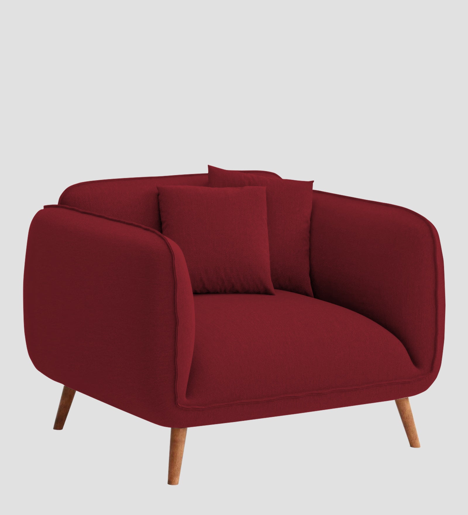 Zia Fabric 1 Seater Sofa In Chilli Red Colour