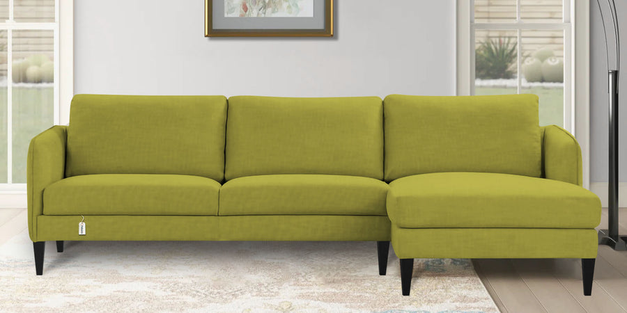 Piku Fabric Lhs Sectional Sofa 3 Lounger In Parrot Green Colour - Febonic Living