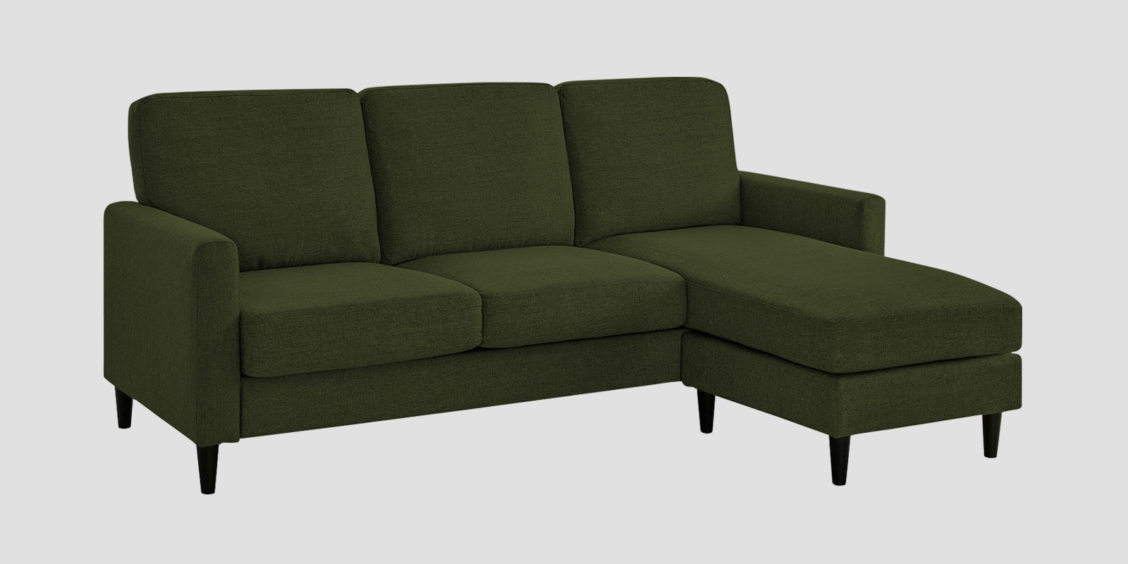 Romie Fabric LHS Sectional Sofa (2+Lounger) In Olive Green Colour