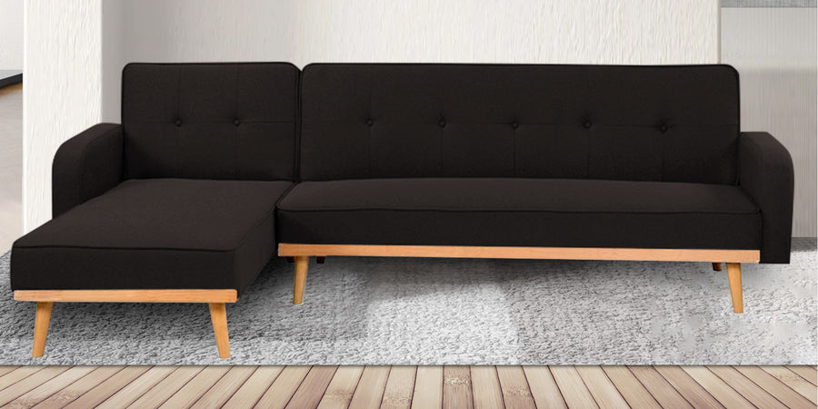 Zuno Fabric Rhs Convertible Sofa Cum Bed In Cara Brown Colour - Febonic Living
