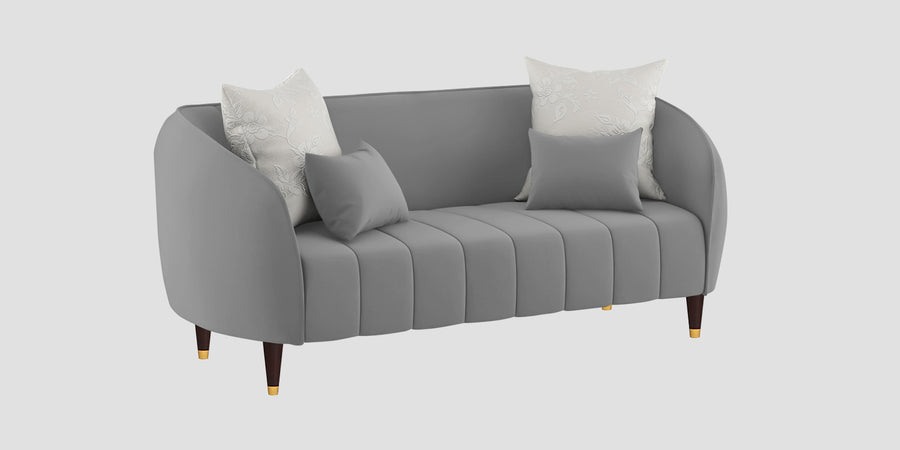 Hairo Velvet 2 Seater Sofa In Light Grey Colour - Febonic Living