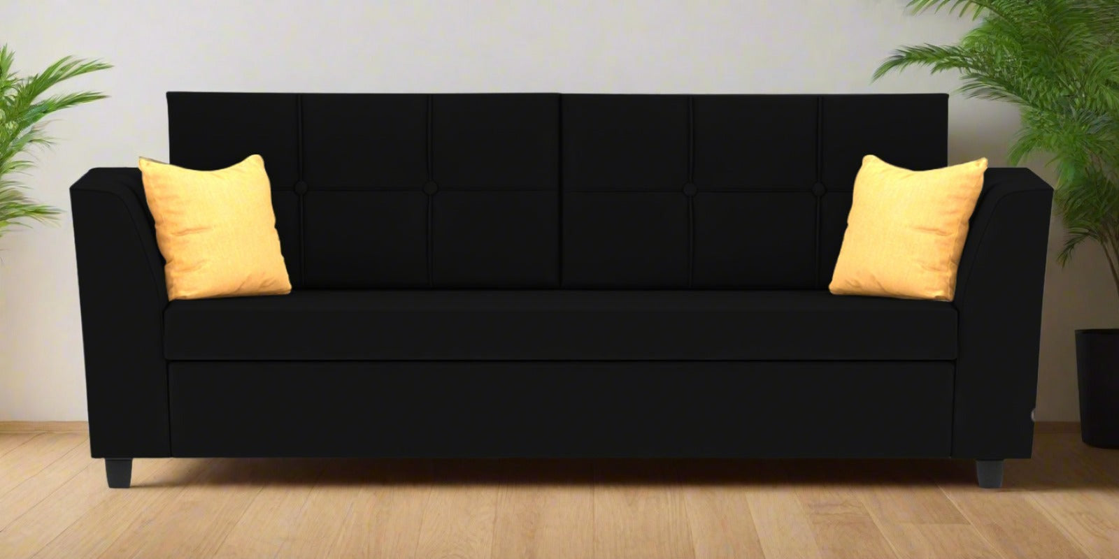 Nestin Velvet 3 Seater Sofa in Adam Black Colour