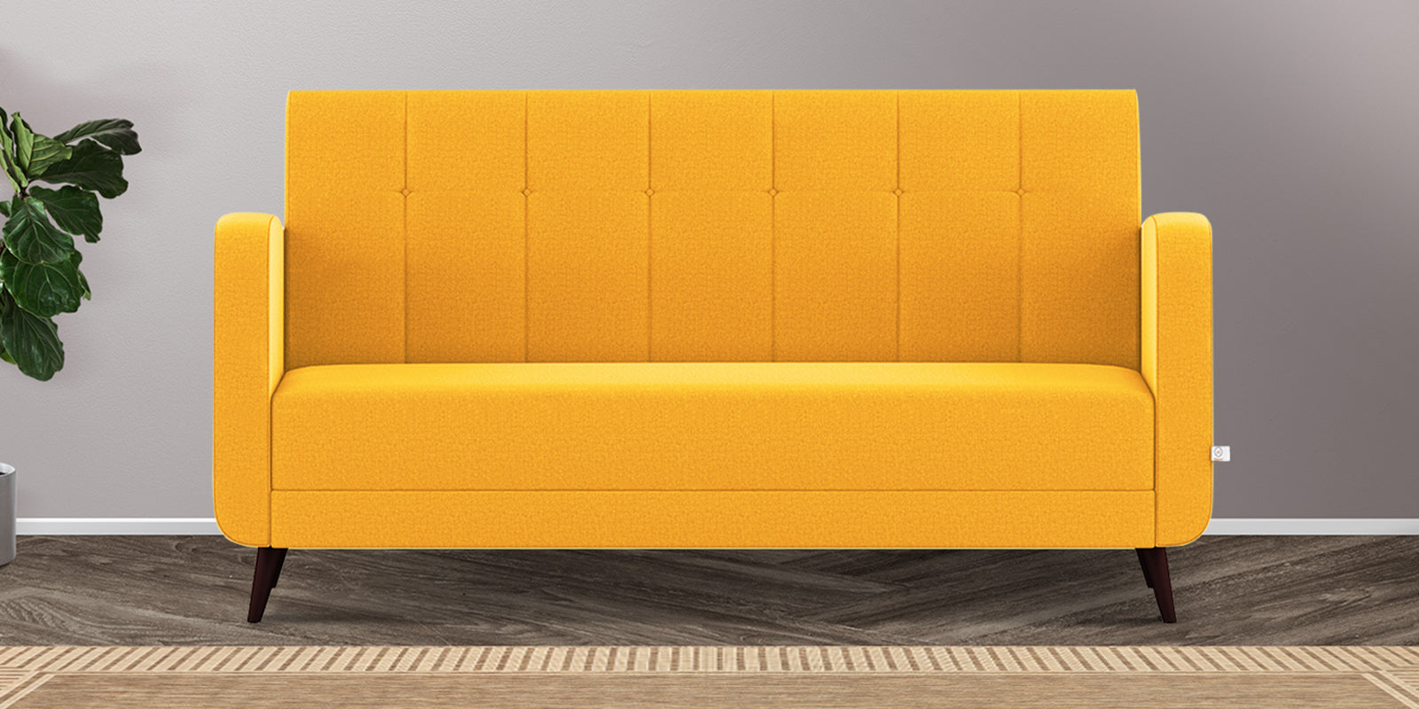 Wiki Velvet 3 Seater Sofa in Safforn Yellow Colour