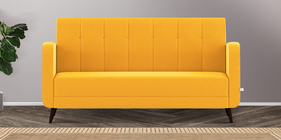 Wiki Velvet 3 Seater Sofa In Safforn Yellow Colour - Febonic Living