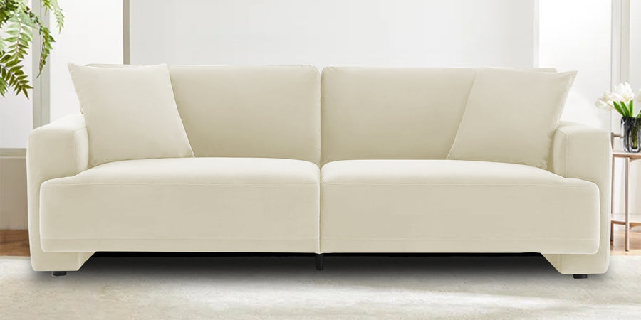 Kosta Velvet 3 Seater Sofa In Warm White Colour - Febonic Living