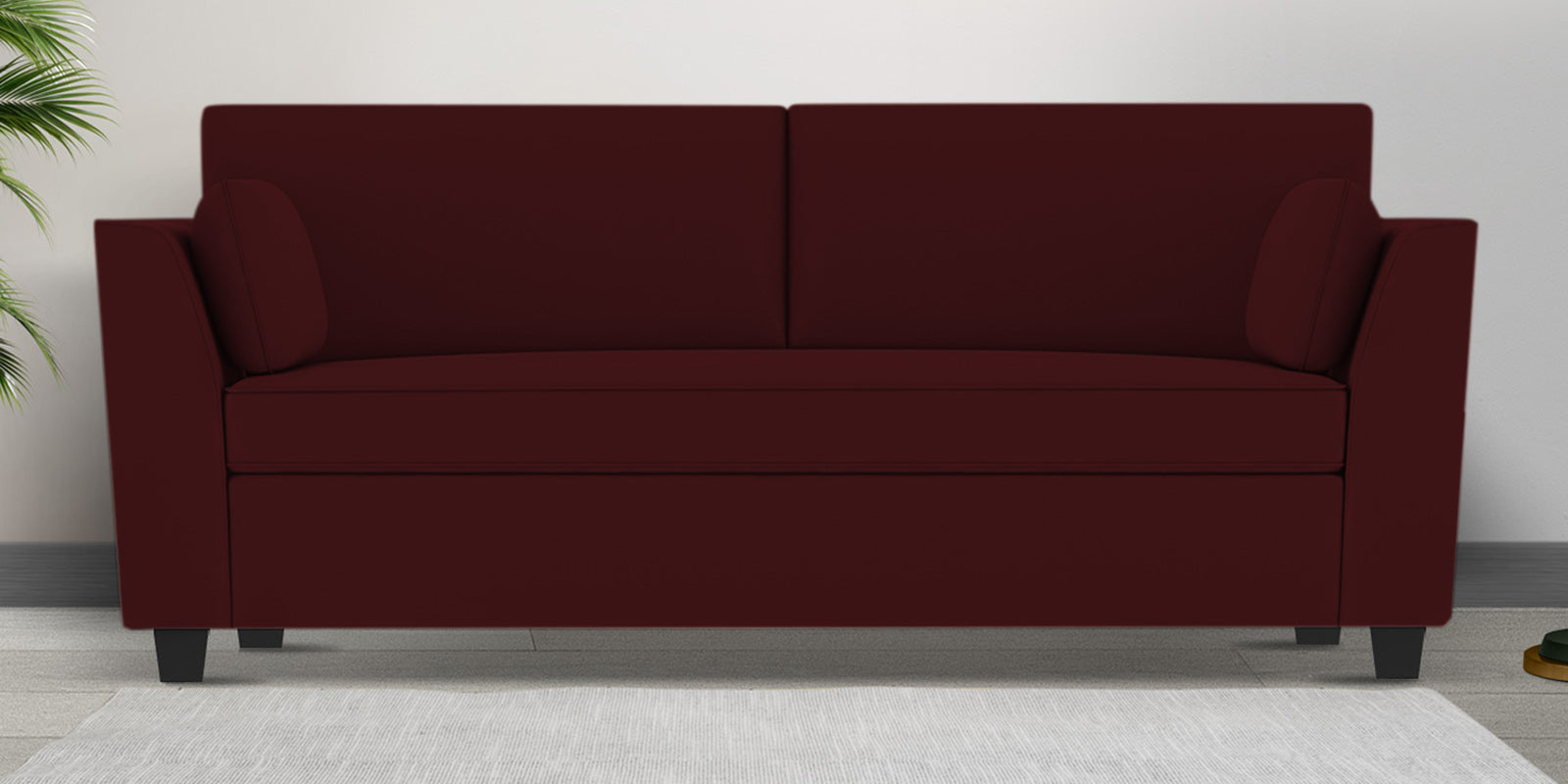 Bristo Velvet 3 Seater Sofa in Dark Maroon Colour With Storage