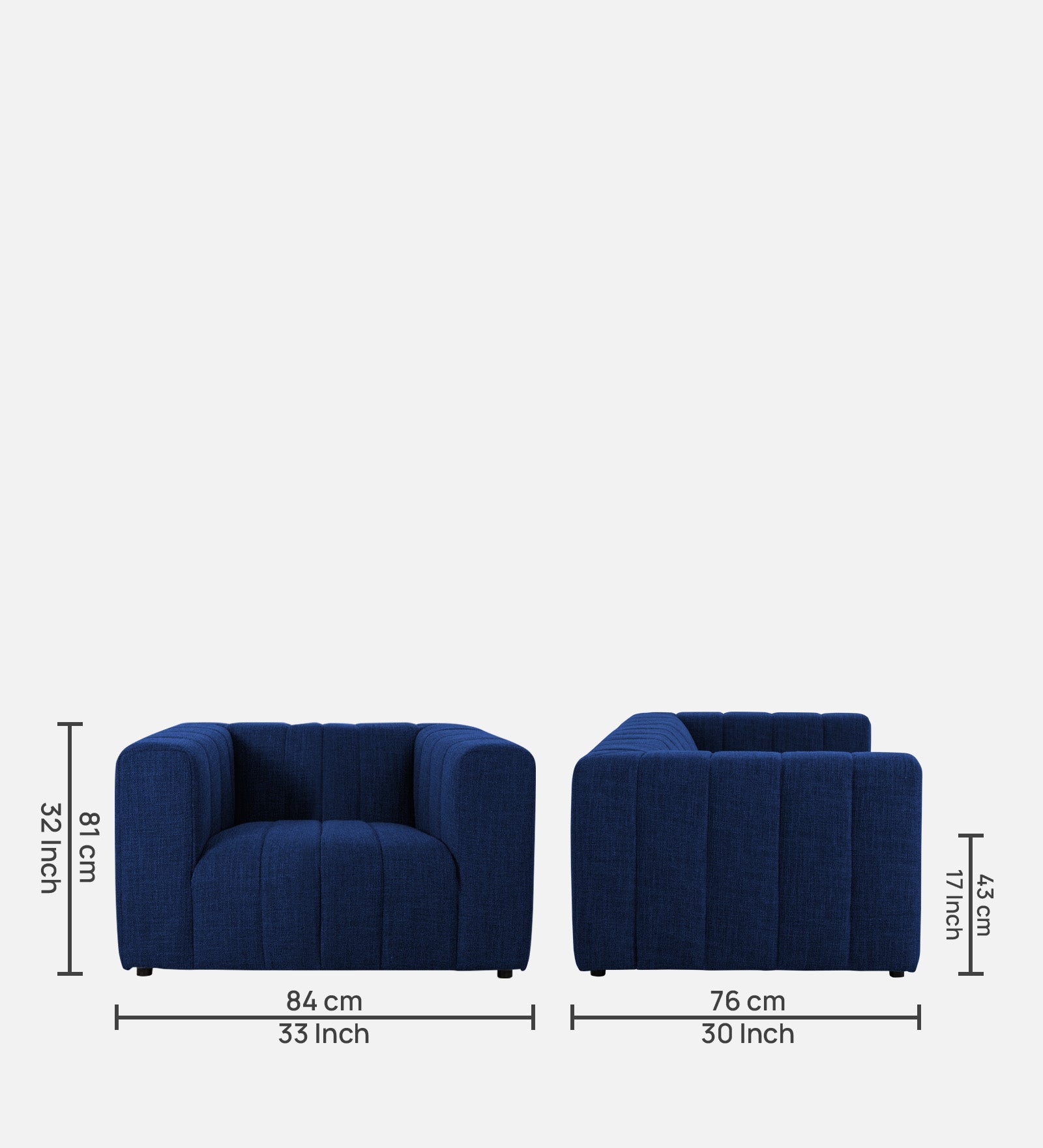 Lara Fabric 1 Seater Sofa in Royal Blue Colour