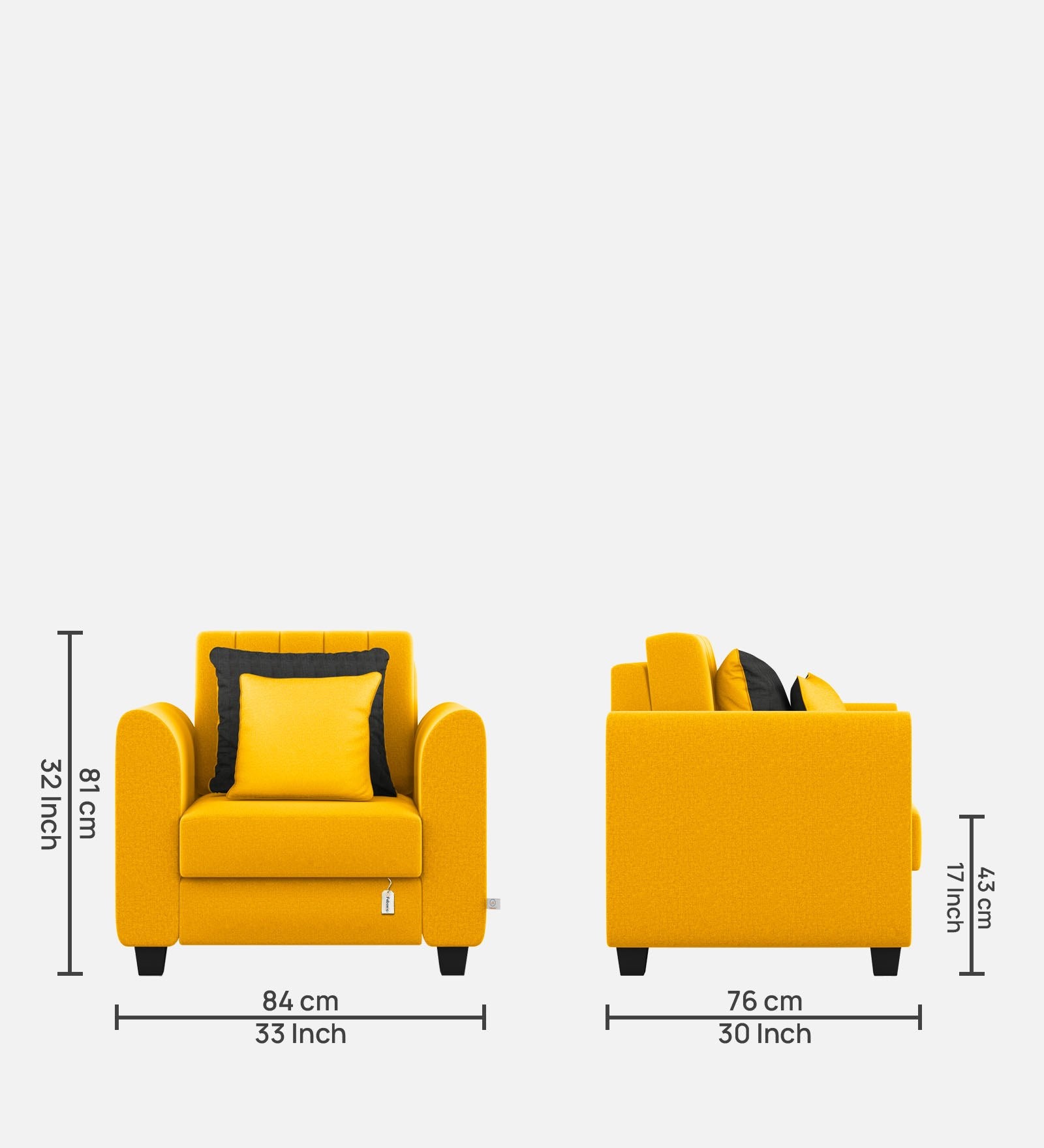 Cosmic Fabric 1 Seater Sofa in Bold Yellow Colour