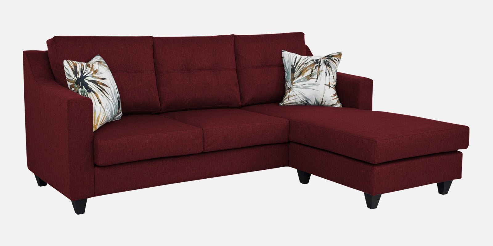 Welly Fabric LHS Sectional Sofa (2 + Lounger) In Blood Maroon Colour