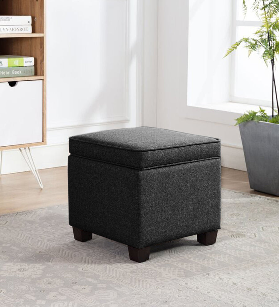 Sudan Fabric Ottoman In Charcoal Grey Colour With Storage - Febonic Living