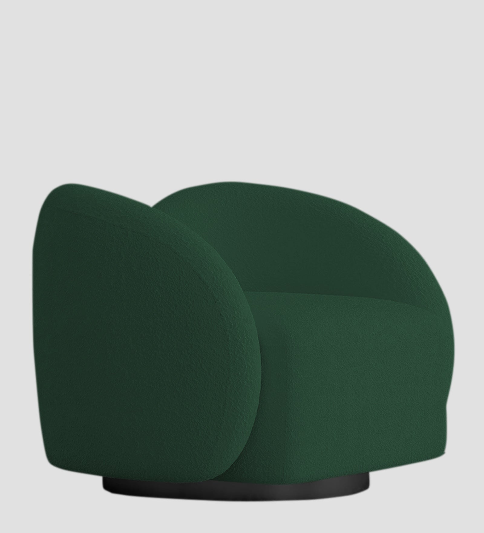 Miles Boucle Fabric Swivel Chair in Hunter Green Colour