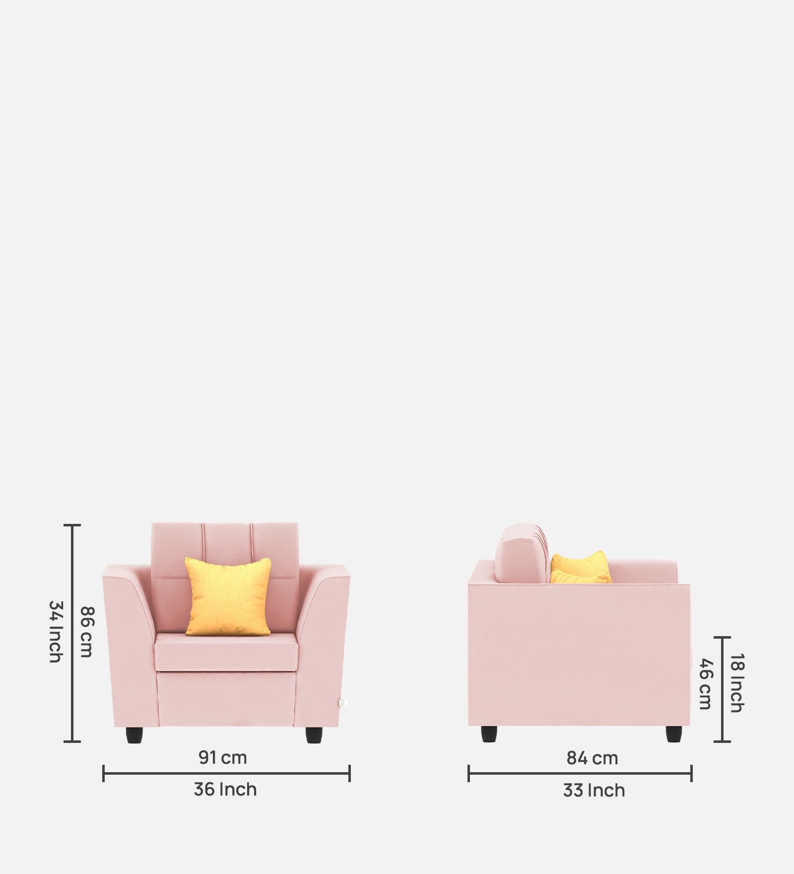 Nestin Velvet 1 Seater Sofa in Millennial Pink Colour