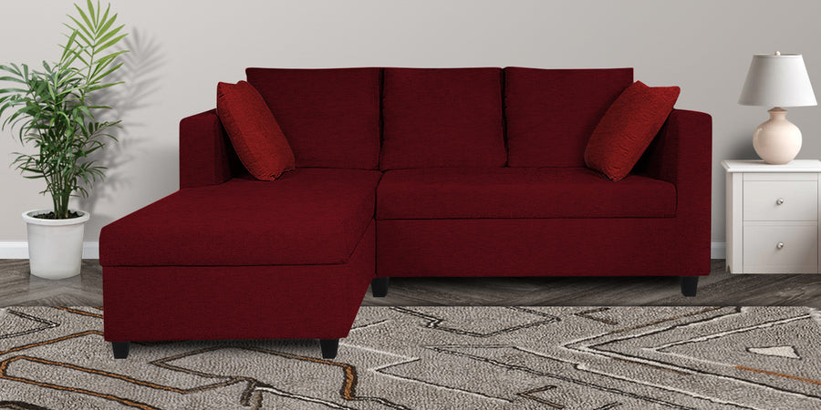 Nebula Fabric Rhs Sectional Sofa 2 Lounger In Ruby Red Colour - Febonic Living