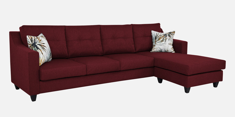 Welly Fabric Lhs Sectional Sofa 3 Lounger In Blood Maroon Colour - Febonic Living