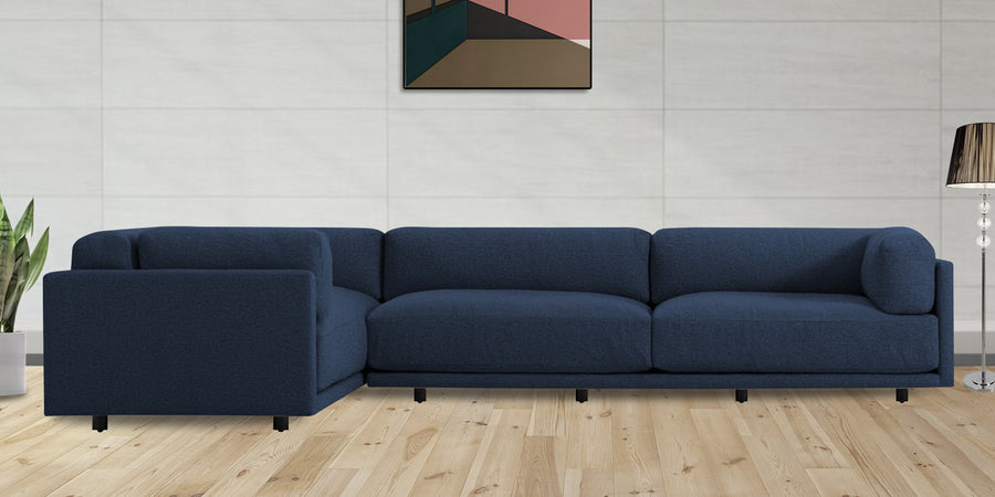 Nixon Fabric 6 Seater Rhs Corner Sofa In Denim Blue Colour - Febonic Living