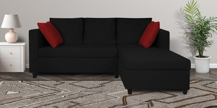 Nebula Fabric Lhs Sectional Sofa 2 Lounger In Zed Black Colour - Febonic Living