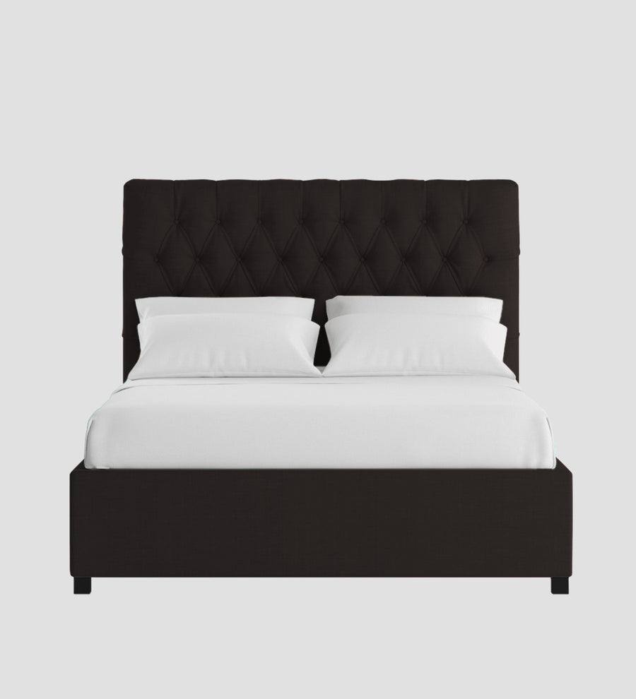 Isko Fabric Upholstered King Size Bed In Cara Brown Colour With Box Storage - Febonic Living