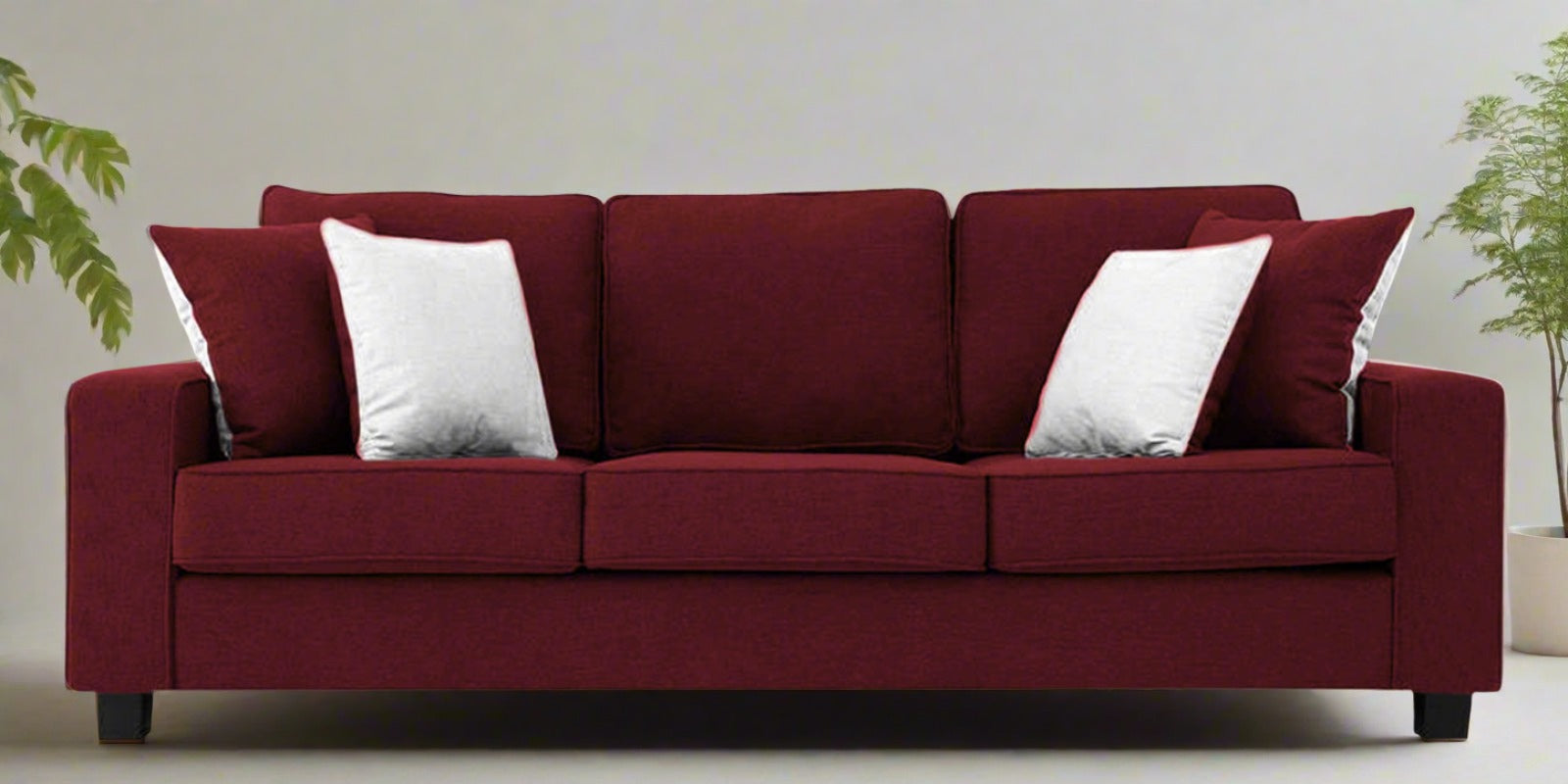 Ladybug Fabric 3 Seater Sofa In Blood Maroon Colour