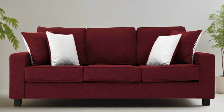 Ladybug Fabric 3 Seater Sofa In Blood Maroon Colour - Febonic Living
