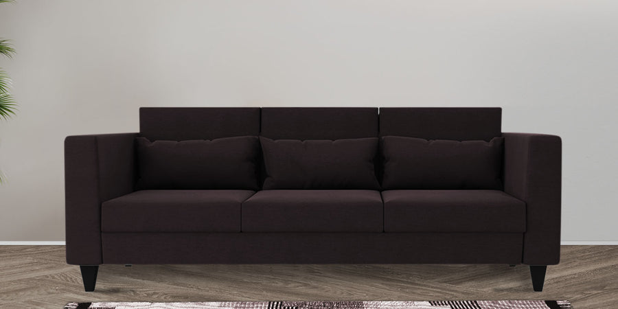 Nipul Fabric 3 Seater Sofa In Cara Brown Colour - Febonic Living