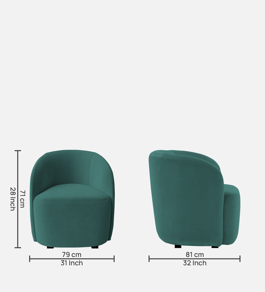 Lucky Velvet Lounge Chair In Pine Green Colour - Febonic Living