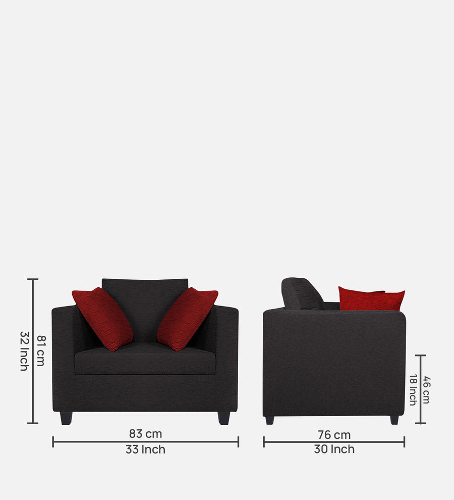 Nuska Fabric 1 Seater Sofa In Maba Grey Colour - Febonic Living