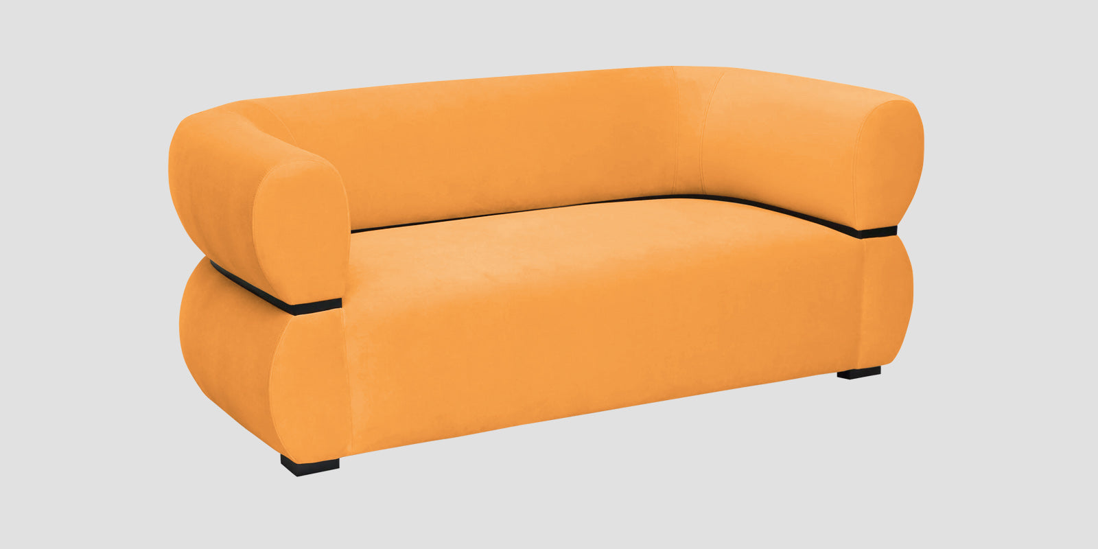 Kula Velvet 2 Seater Sofa In Tangerine Orange Colour