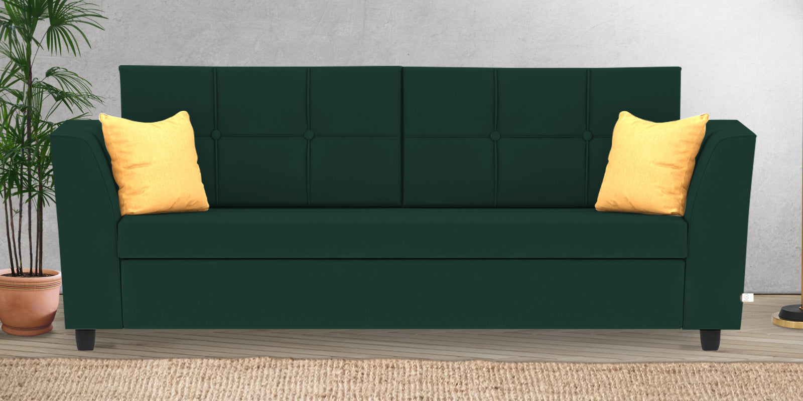 Nestin Velvet 3 Seater Sofa in Forest Green Colour