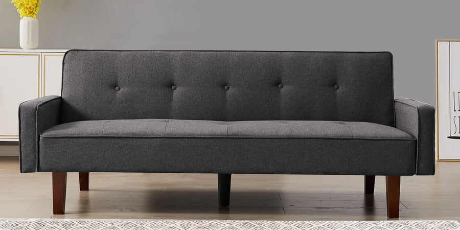 Nebia Fabric 3 Seater Convertible Sofa Cum Bed In Maba Grey Colour - Febonic Living