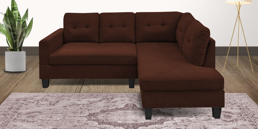 Thomas Fabric Lhs Sectional Sofa 2 Lounger In Coffee Brown Colour - Febonic Living