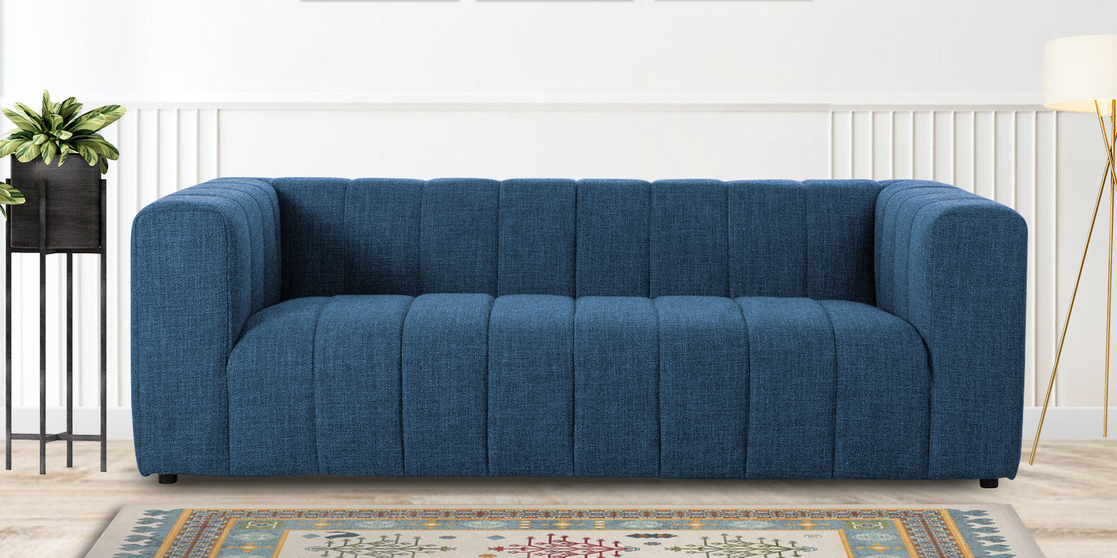 Lara Fabric 3 Seater Sofa in Light Blue Colour