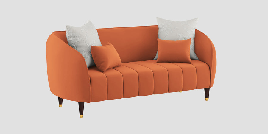 Hairo Velvet 2 Seater Sofa In Yam Orange Colour - Febonic Living
