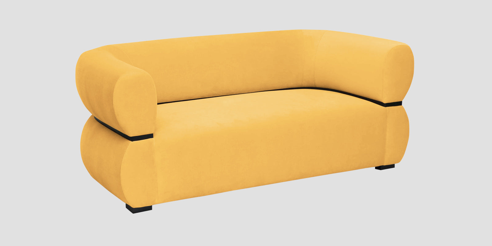 Kula Velvet 2 Seater Sofa In Turmeric Yellow Colour