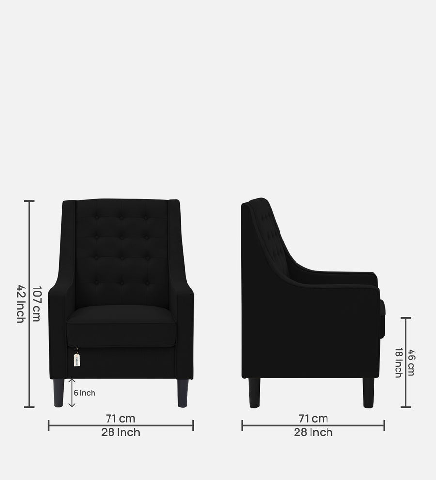 Sona Fabric Barrel Chair With Ottoman In Zed Black Colour - Febonic Living