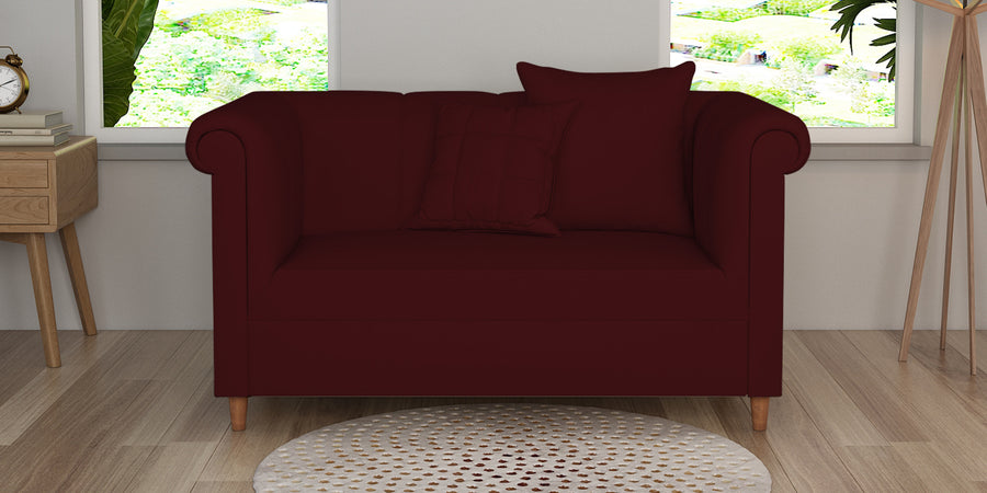 Rubi Velvet 2 Seater Sofa In Blood Maroon Colour - Febonic Living