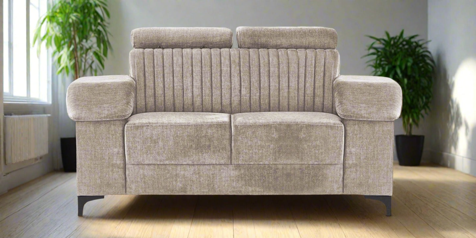 Draco Fabric 2 Seater Sofa in Natural Beige Colour